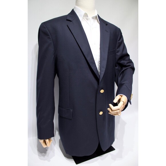 Brooks Brothers 346 Classic Navy Blue Blazer Gold Buttons 100% Wool Men Size 48L - Picture 4 of 15